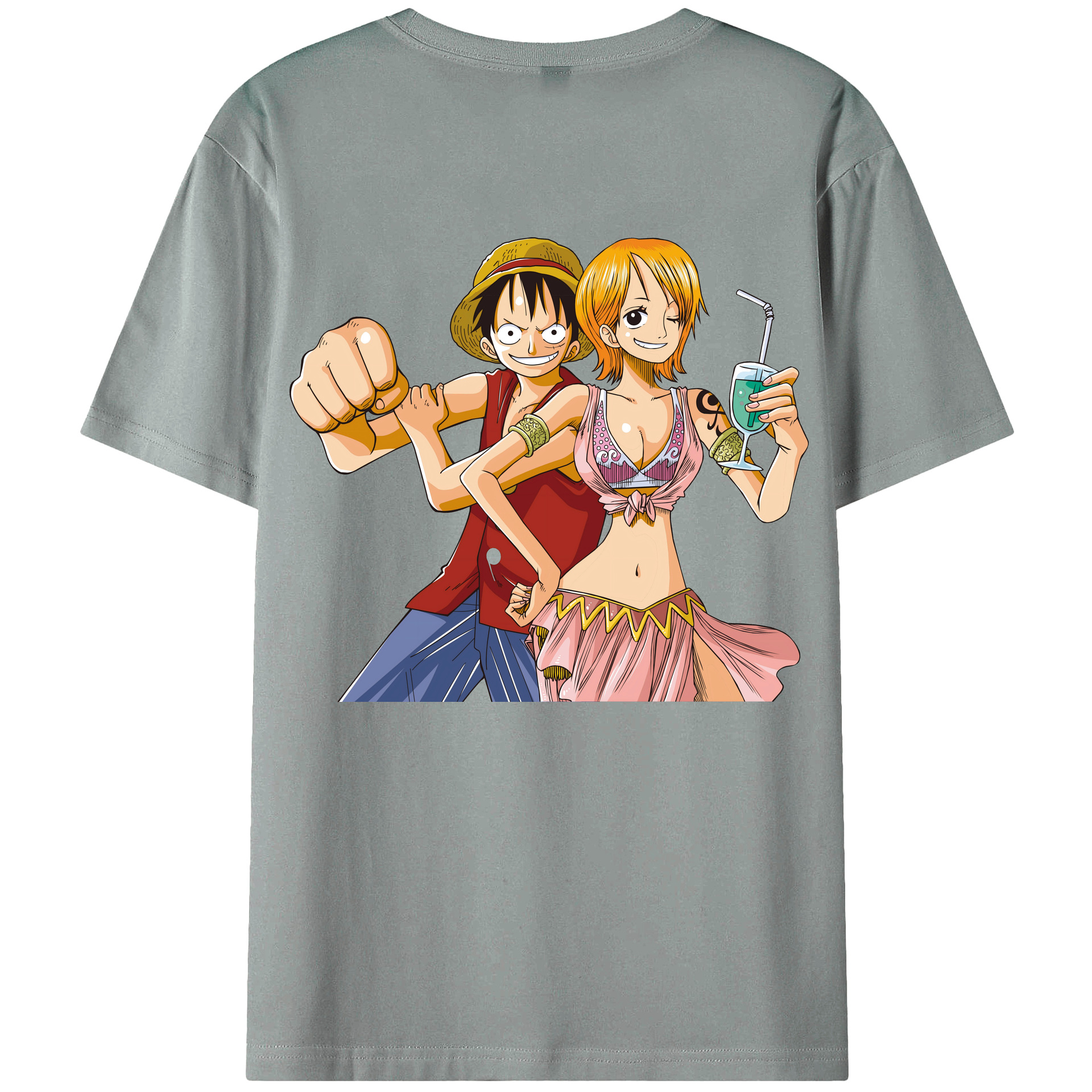 ワンピース モンキー・D・ルフィ ONE PIECE Monkey D. Luffy 綿100％ メンズ半袖Tシャツ（バックプリント） 通気性